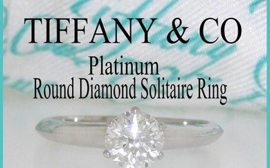 Tiffany & Co Platinum Round Diamond Solitaire Ring ~ Round Brilliant Cut Diamond 0.72ct ~ Color E