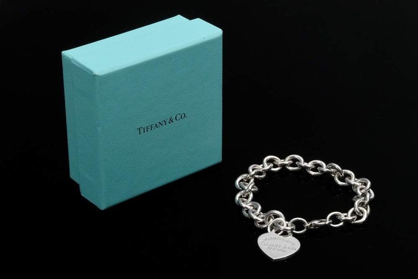 Tiffany & Co silver 925 link bracelet "Return to Tiffany" with heart pendant and lobster clasp, 40,2g, l. 22cm, original box