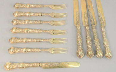 Twelve piece silver fish set, silver blades all with