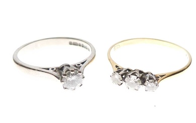 Two 18ct gold and diamond-set rings
