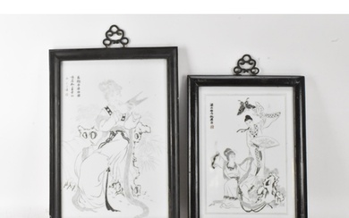 Two 20th century Chinese porcelain framed panels to include ...