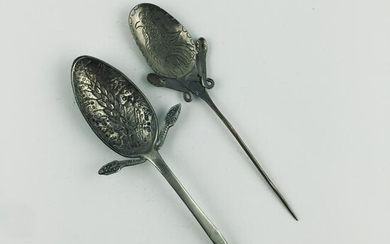Two Alto Peru silver chiselled 'tupo' pins