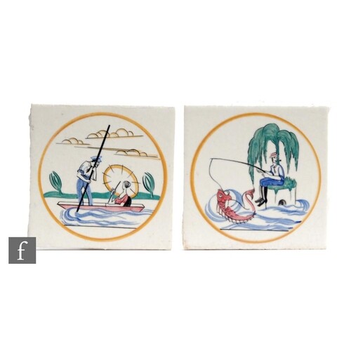 Two Carter's Poole Pottery 6 inch tiles from the Sporting se...