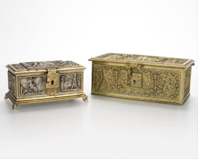 Two Continental Bronze Jewelry Caskets