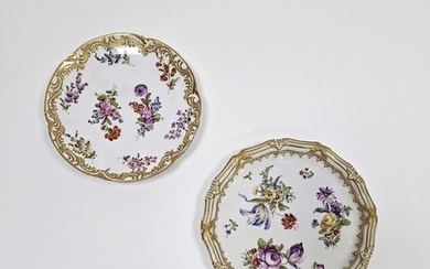 Two Dresden porcelain small circular plates, late 19th centu...