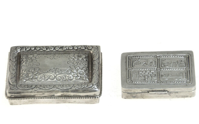 Two Sterling Silver Tobacco Snuff Boxes.