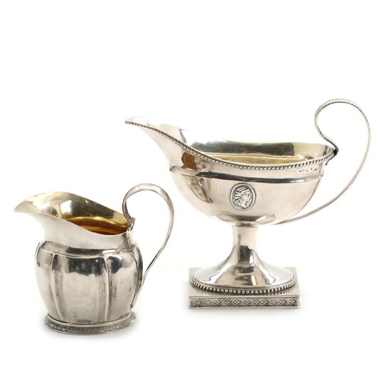 NOT SOLD. Two Swedish parcel gilt silver creamers. Late 18th and 19th century. H. 13.2 and 8.7 cm. (2) – Bruun Rasmussen Auctioneers of Fine Art