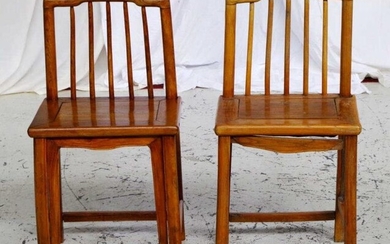 Two similar Chinese hardwood child size chairs 42cm wide,...