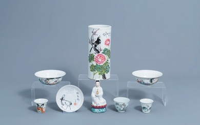 Une collection variée en porcelaine de Chine qianjiang cai et famille rose, 19ème/20ème siècle