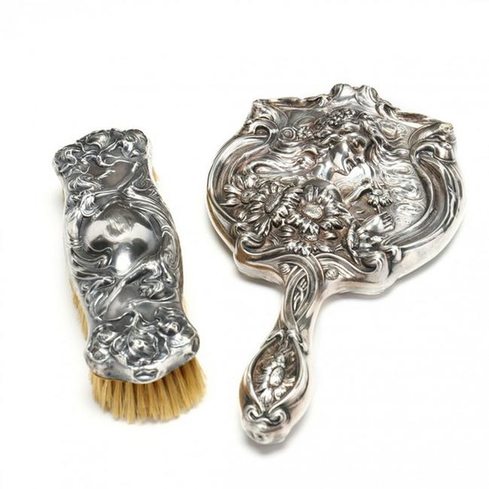 Unger Bros. Sterling Silver Hand Mirror and