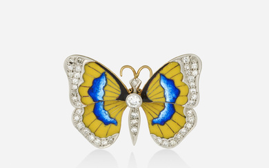 Van Cleef & Arpels Enamel, diamond, and gold butterfly brooch