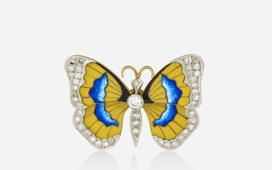 Van Cleef & Arpels, Enamel, diamond, and gold butterfly brooch