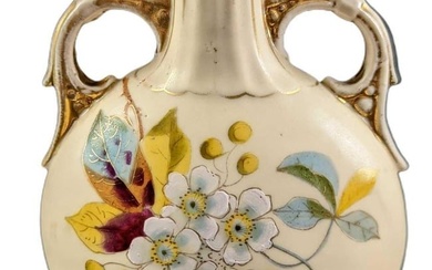 Victorian Pillow Vase With Hand Painted Flowers