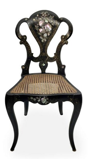 Victorian papier -mach chair, with gilded decorations