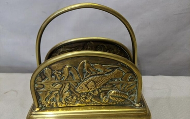 Vintage Brass Fish & Shell Design Letter Holder