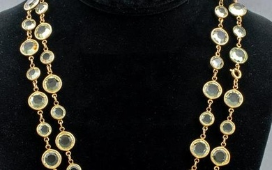 Vintage Chanel Glass Gold-Tone Chain Necklace