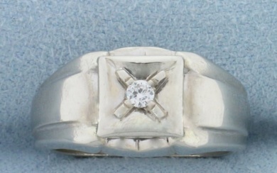 Vintage Diamond Wedding or Engagement Ring in 14k White Gold