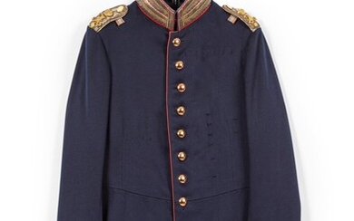 Vintage Militaria Blue and Red Wool Jacket | Manteau militaire d’apparât ancien, pièce unique