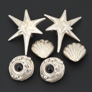Vintage Sterling Silver Earrings Including Bat Ami Black Onyx Earrings