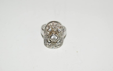 Vintage Sterling Silver Rhinestone Ring 6.4