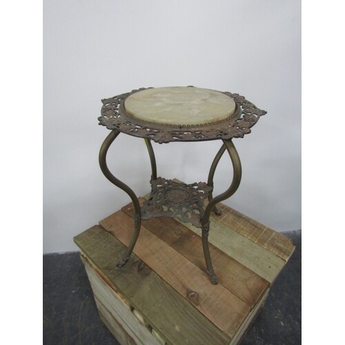Vintage cast iron and Onyx side table