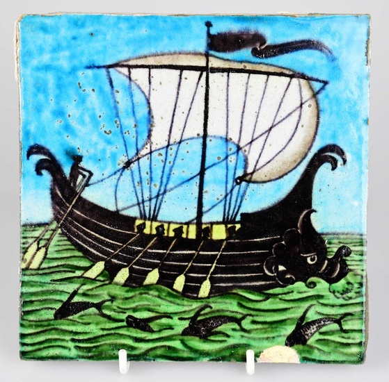 WILLIAM DE MORGAN; an Art Pottery tile painted with a...