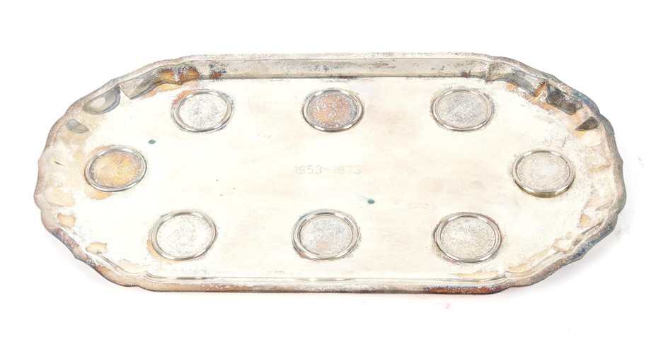 Wiener Silber Tablett mit 8 Münzen
