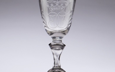 Wine glass with Christian VII's monogram, ant. Norway, 18th century