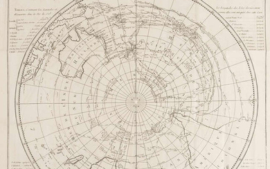 World.- South Pole.- Cook's Voyages.- , Carte de l'Hemisphere Austral Montrant les Routes des Navigateurs les Plus Celebres par le Capitaine Jacques Cook, [c. 1775].