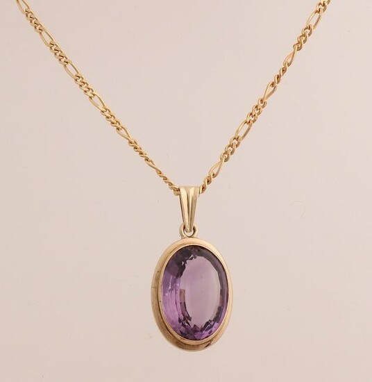 Yellow gold necklace and pendant, 585/000, with