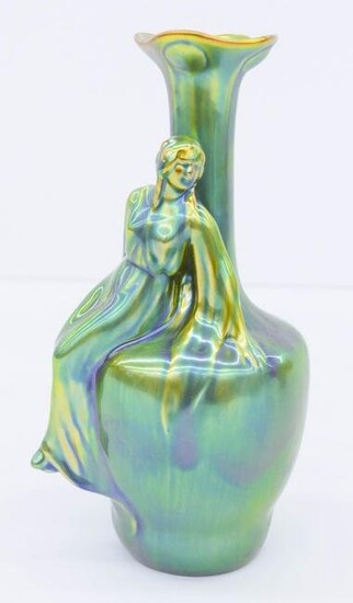Zsolnay Eosin Glaze Figural Woman Vase