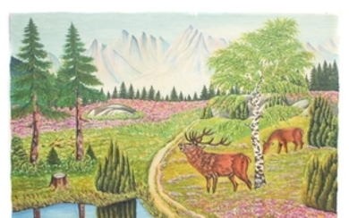 W. Büttner Mountainscape Oil Painting