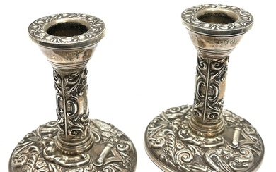 pair of silver candlesticks measure approx height 10cm birmi...
