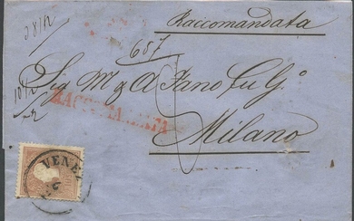 06.02.1862, Lettera Raccomandata da Venezia per Milano affrancata con un...