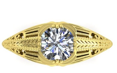 1 ctw Solitaire Certified VS/SI Diamond Ring Art Deco 14k Yellow Gold