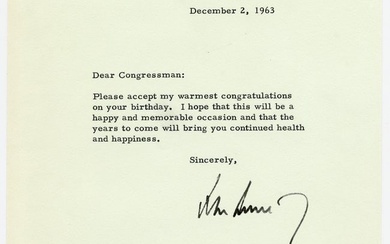 10 Days After His Assassination JFK Signed W. H. letter, Fantastic! Among JFK?s Last Acts in White
