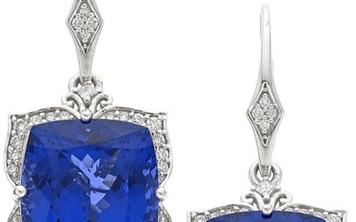 10060: Tanzanite, Diamond, White Gold Earrings Stones