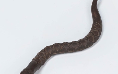 Forged Steel Snake, 20th century, the snake with forged head, and tail, diamond-shaped scales, lg. 8 3/4 in.