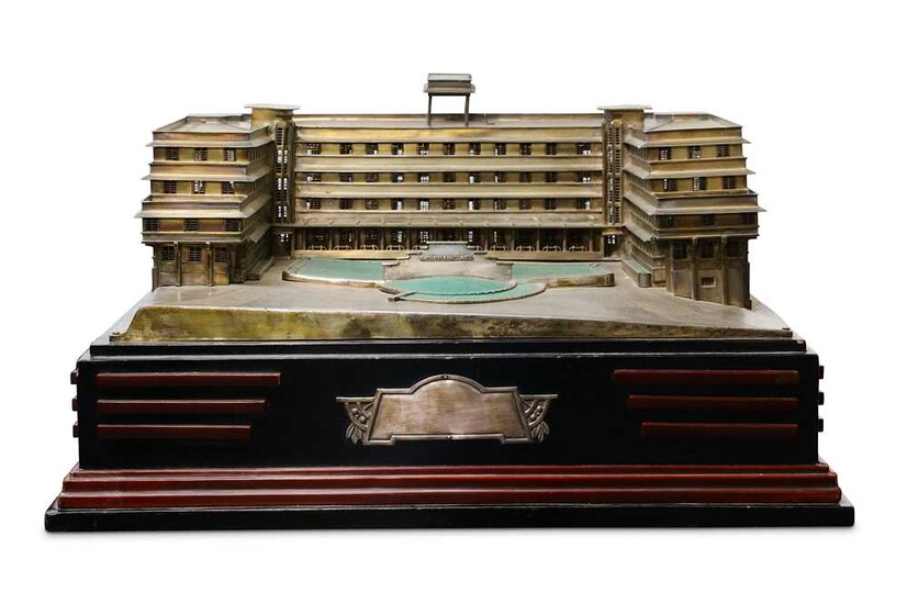 AN UNUSUAL INDIAN SILVER ARCHITECTURAL MODEL OF THE ART...