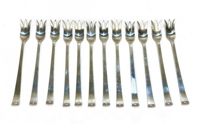 12 Allan Adler Sterling Silver Forks in Modern Georgian