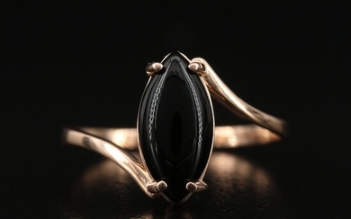 14K Black Onyx Bypass Ring