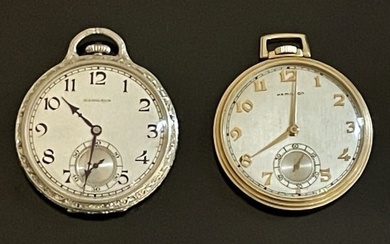 14K Gold 17J-21J Pocket Watches, Hamilton (2pc)
