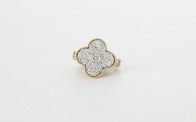 14K Gold & Diamond Four-Leaf Clover Ring
