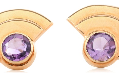 14K YELLOW GOLD AND AMETHYST EARRINGS