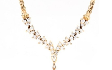 14KT Gold, Green Beryl, and Diamond Necklace