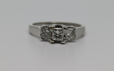 14Kt 3 Princess Cut Diamond Ring