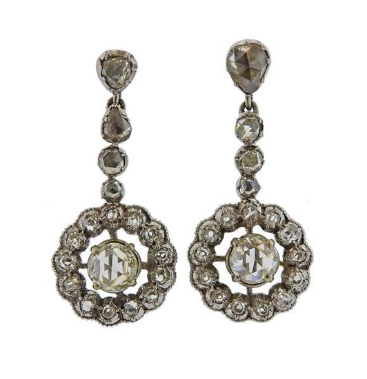 14k Gold Rose Cut Diamond Earrings
