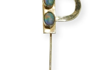 14k Gold and Opal Pin