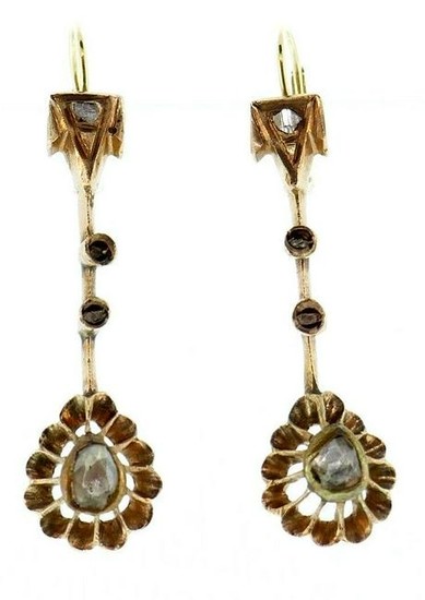 14k Rose Gold Victorian Diamond Earring c.1870