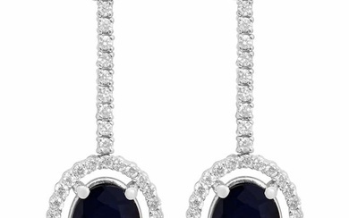 14k White Gold 4.60ct Sapphire 0.79ct Diamond Earrings